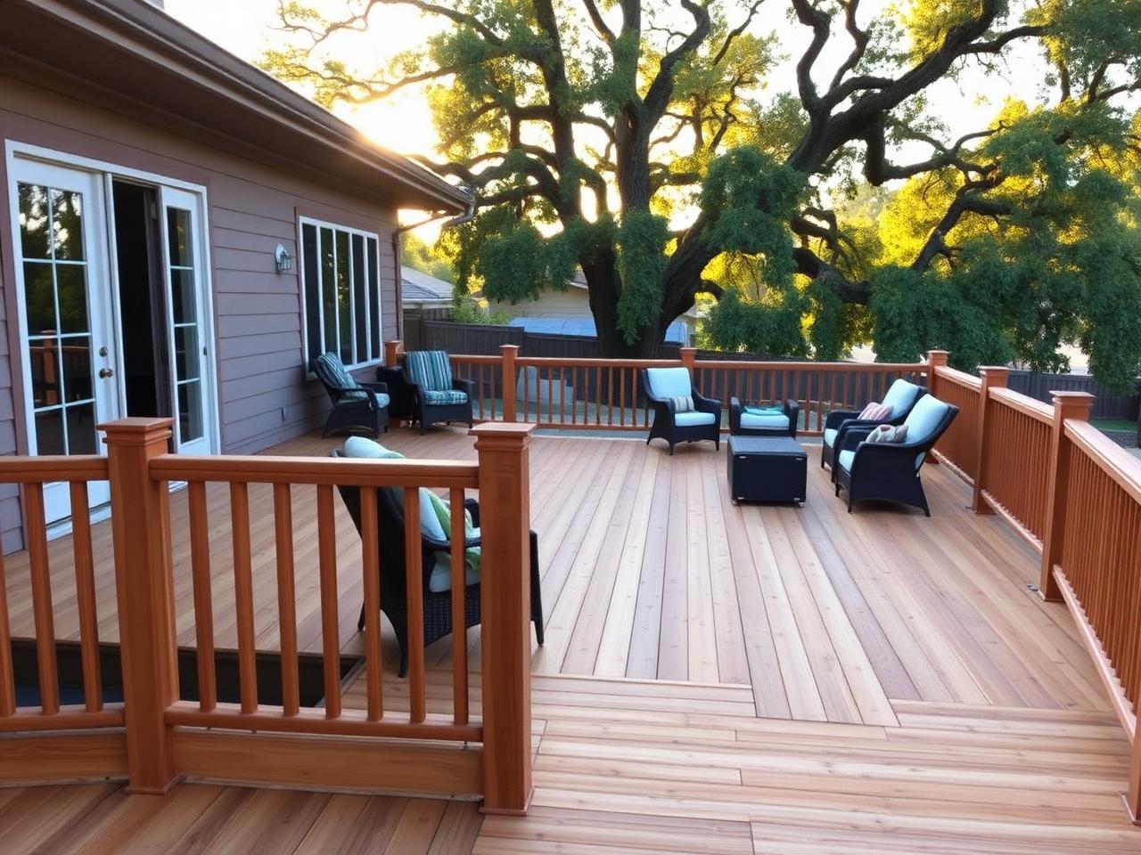 Cedar deck with railing